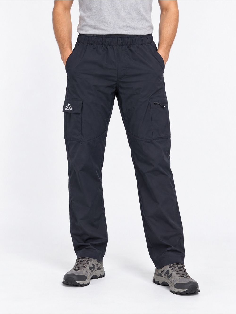 Men's Black Cargo Pants with Elastic Waist